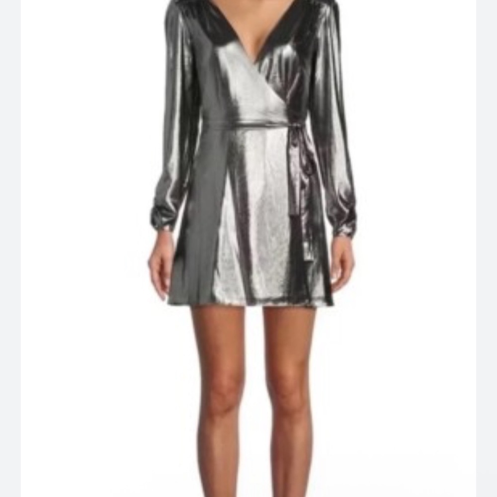 Gianni Bini Silver Metallic Mini Dress